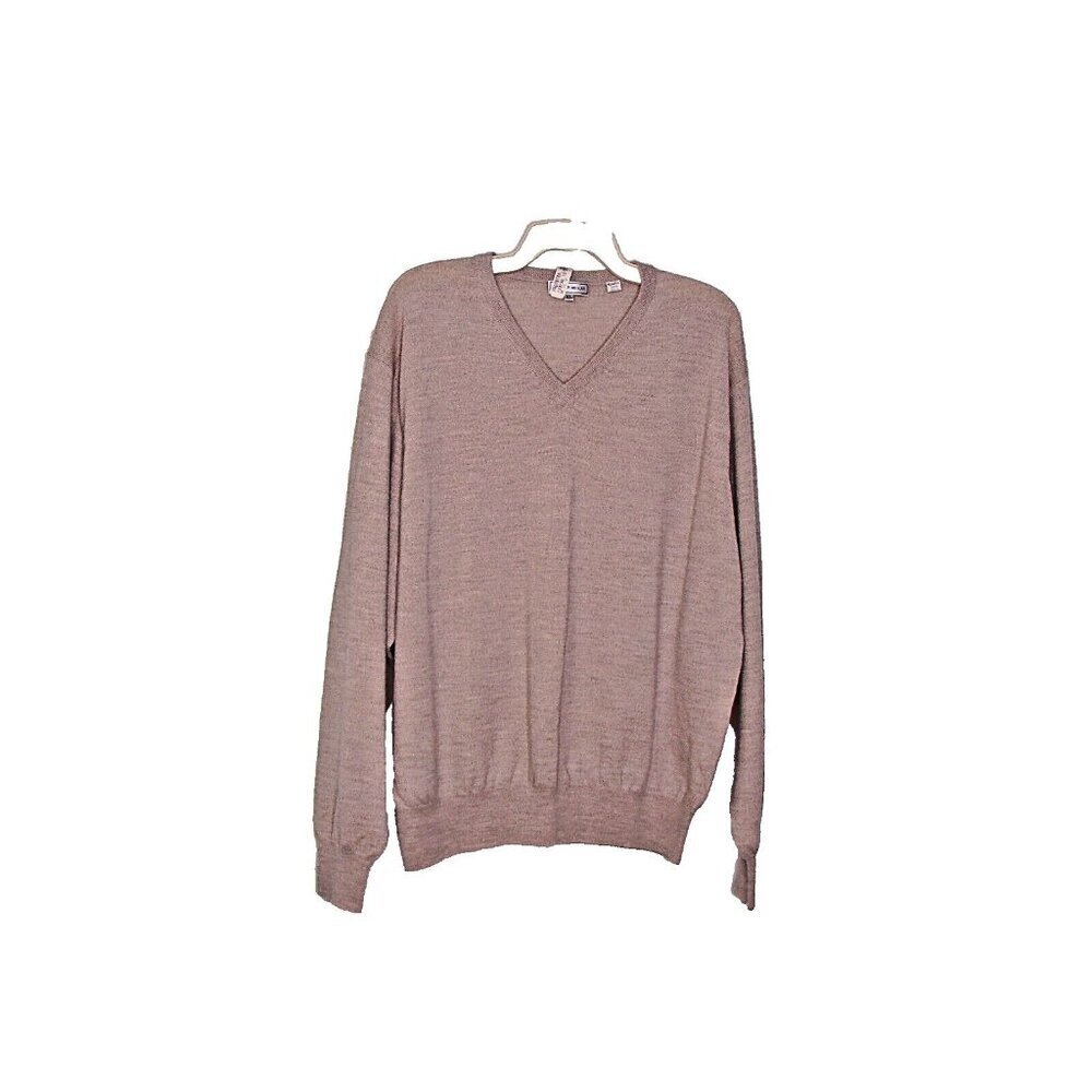 Peter Millar Mens Italian Extrafine Merino Wool Sweater V Neck Beige Khaki Sz XL
